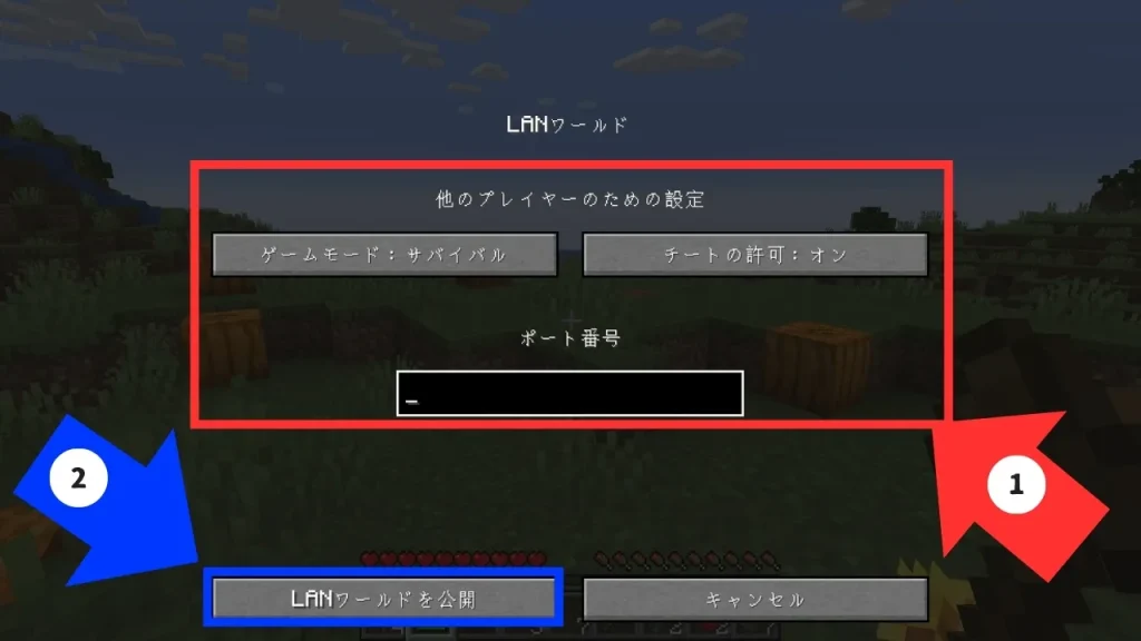 LANワールドのポート番号を入力する